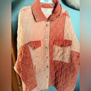 Quilted Button-Up Jacket in Rust and Pink by Oli & Hali